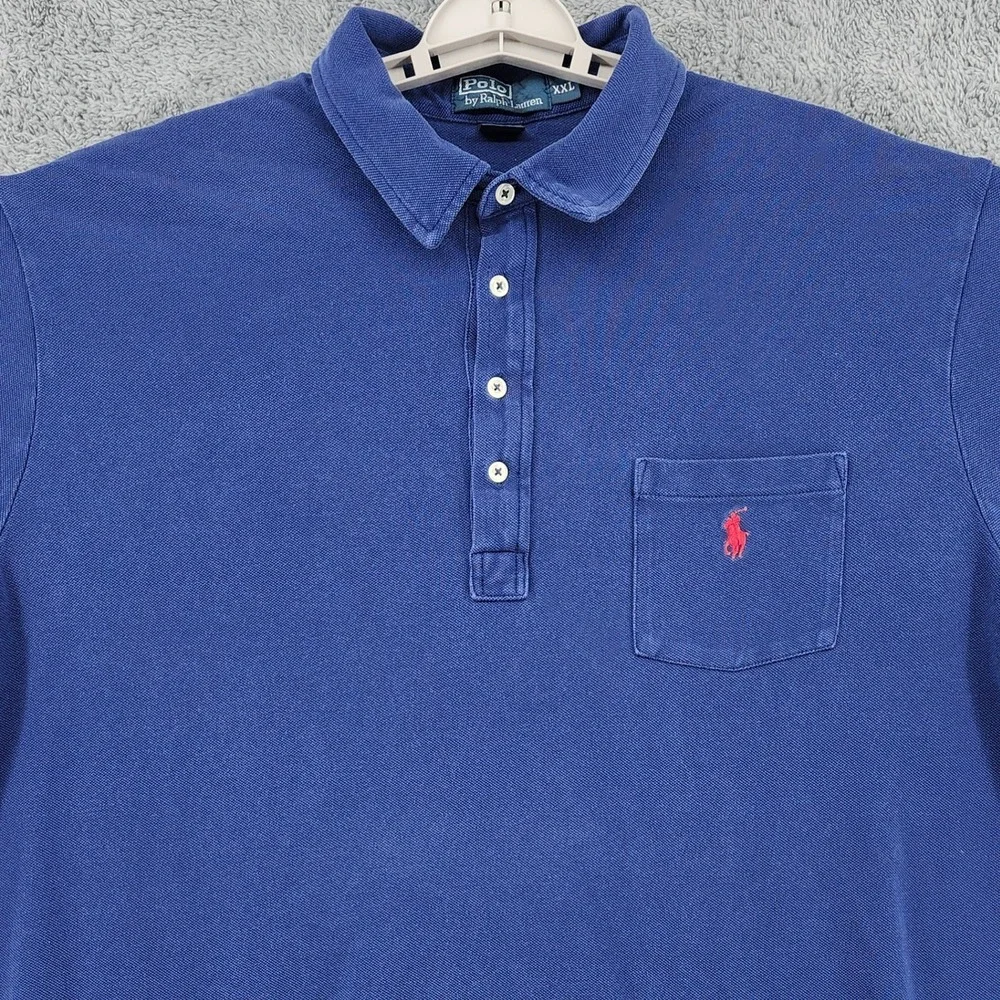 Polo Ralph Lauren Polo Shirt Mens 2XL Blue Chest Pocket Big & Tall Y2K Vintage
